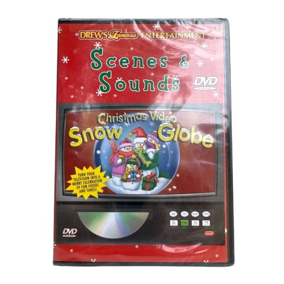 Drews Famous Entertainment Scenes & Sounds Christmas Video Snow Globe DVD - New - Picture 1 of 7